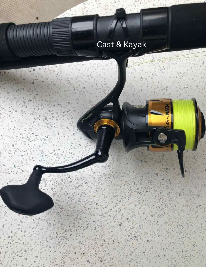 A close up of the best surf fishing rod and reel combo - the Penn Spinfisher VI